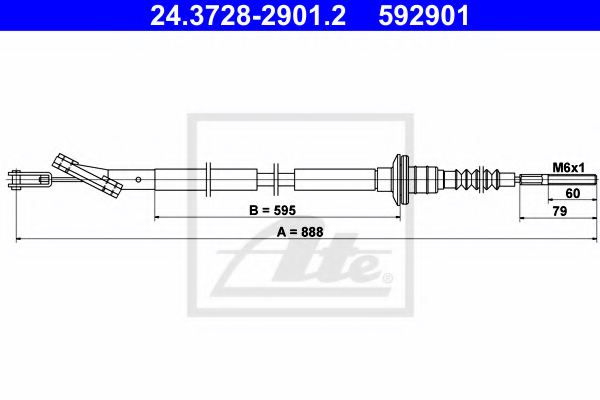 ATE 24.3728-2901.2 Clutch Cable